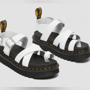 Dr. Martens White Platform Gryphon Sandals with Black Sole Size 9